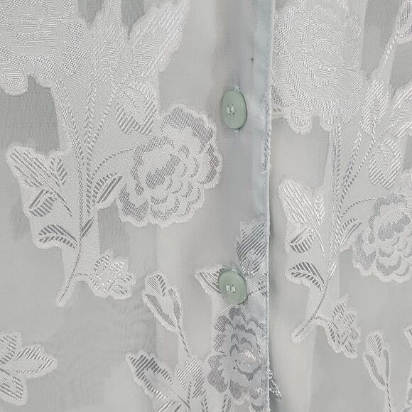 Oscar de la Renta Pink Label sheer collared light blue button up blouse - Picture 5 of 7